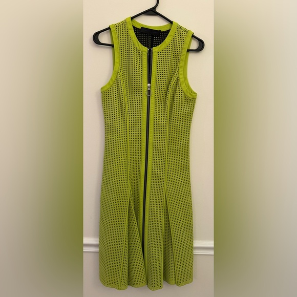 Proenza Schouler leather mid length green dress size 6 - Picture 11 of 11